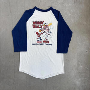 Vintage 1983 MLB Chicago White Sox A.L. West Champs Ringer T-Shirt Medium White
